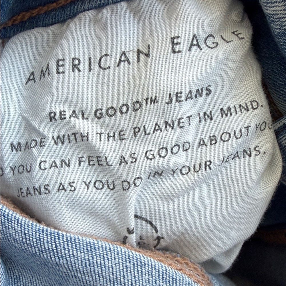 American Eagle High waisted Distressed Blue Skinny Jeans size 000 - Picture 14 of 15